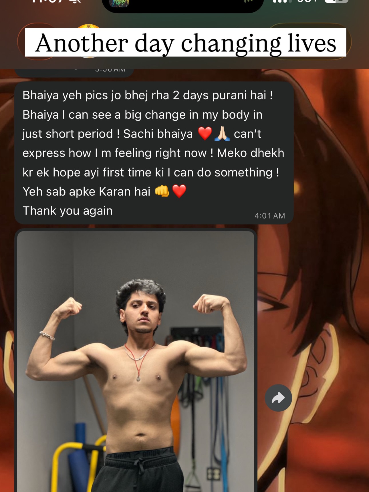 Armaan’s progress — image from the original client story