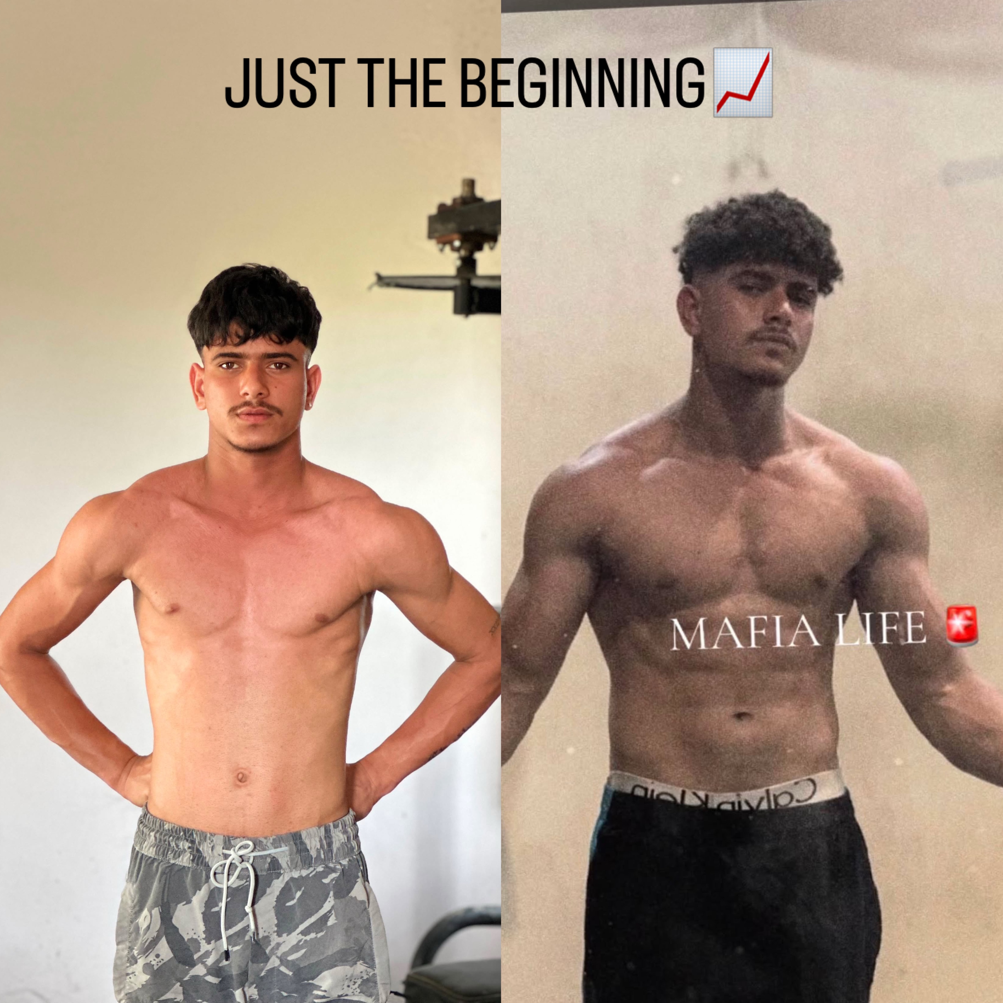 Client progress comparison shared by Mandip Fitness